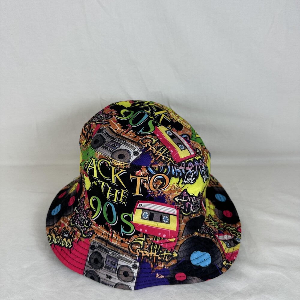 Back To The 90s Hat Bucket Mens One Size Multicolor Hip Hop Graffiti Music